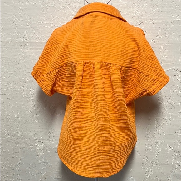 JW Style Orange Button Down Shirt with Notched Collar - Picture 5 of 6